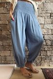 Annie Cushion Cotton Cuff Barrel Pant Denim